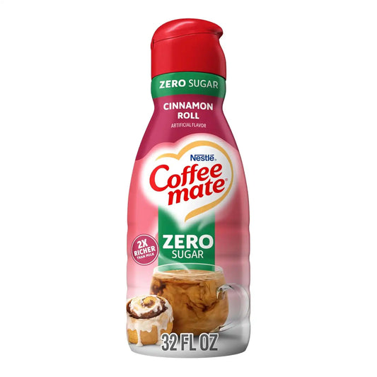 Nestle Coffee mate Zero Sugar Cinnamon Roll Liquid Coffee Creamer, 32 Fl Oz