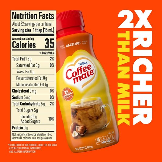 Coffee mate Hazelnut Liquid Coffee Creamer, 16 Fl Oz
