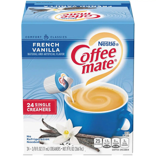 Coffee-mate Coffee Creamer Liquid Singles, French Vanilla, 24 Count (Pack of 4)